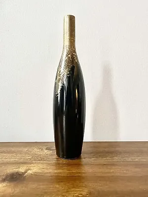 Buy Brownish Black Bizen Gold Rimmed Vase Approximately 10” Tall • 9.60£