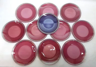 Buy Rosenthal Glass Plates Checker Rims Eleven With  10 Cranberry Red 1 Blueberry • 109.99£