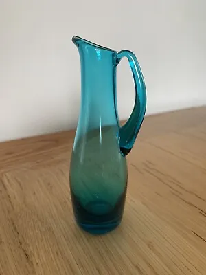 Buy Vintage Mid Century Small Art Glass Jug Whitefriars? Polished Pontil Turquoise • 4.99£