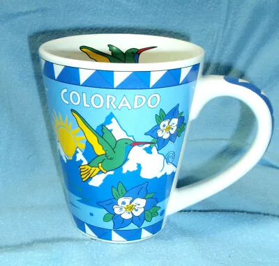 Buy COLORADO Hummingbird Elk Columbine Rockies Mountains Souvenir Blue Cup Mug MINT • 10.54£