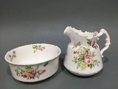 Buy Vintage Staffordshire Bone China Cream Jug & Sugar Bowl - Hand Decorated • 24.95£