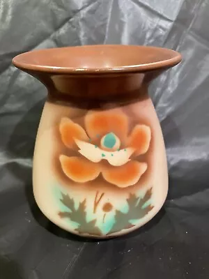 Buy 1970 Vintage Czech Ceramic Vase Brown With Red Poppy Floral Vase 4.5  • 14.39£