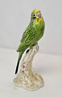 Buy Royal Worcester Porcelain Green Budgerigar On A Stump Figurine - 2663 • 50£