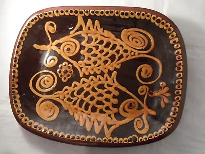 Buy Studio Pottery Slipware Bowl Fish Pattern In Style Antique Staffordshire Signed • 49.99£