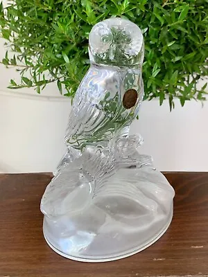 Buy Glass Owl Figurine Vintage Huge Handmade Bird Crystal France Decor Collectibles • 151.56£