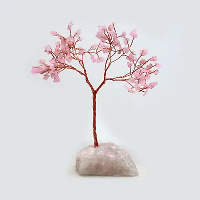 Buy Gemstone Tree Ornament Rose Quartz Crystal Small Glazed Glass Beads Home Décor • 17.95£