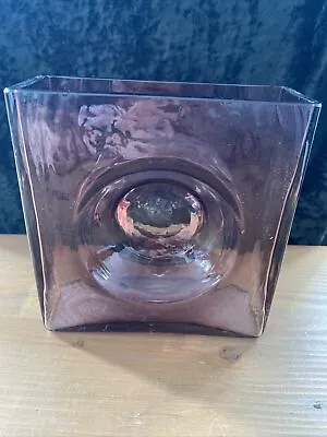 Buy Christian Tortu Diablo Square Art Glass Vase Purple Amethyst Signed France • 35£