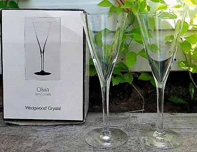 Buy Two Wedgwood Glass Olivia Wine Goblet Glasses (clear) 9.1/4  Boxed - Look Unused • 19£