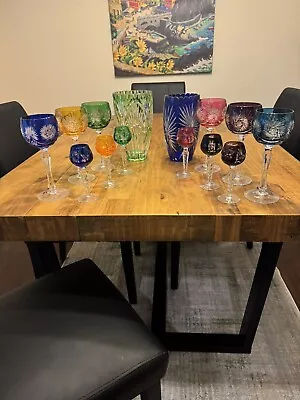 Buy Multi Color Bohemian Etched Wine Glasses Cordials And Vases • 141.36£