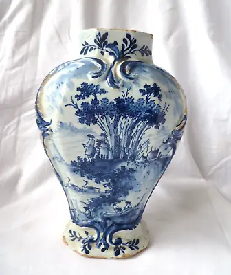 Buy Antique Delftware Blue & White Decorated Chinoiserie Style Vase/Ginger Jar 19cms • 50£