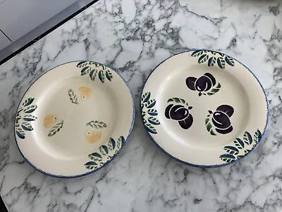 Buy 2 Poole Pottery Dorset Fruits 27cm/10.6in Dinner Plates Hand Painted Orange Plum • 4.50£