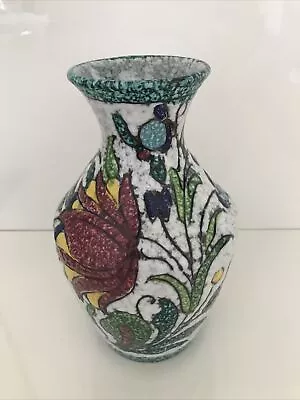 Buy Deruta Italian Pottery Vase Floral Multicoloured Textured Glazed Hand Painted  • 35£