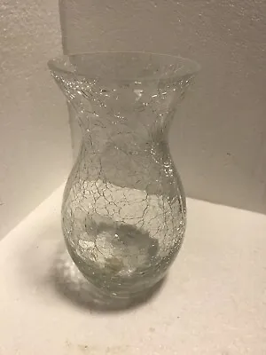 Buy CRYSTAL Crackle Glass Vase Clear 8.25” Tall Hurricane • 18.91£