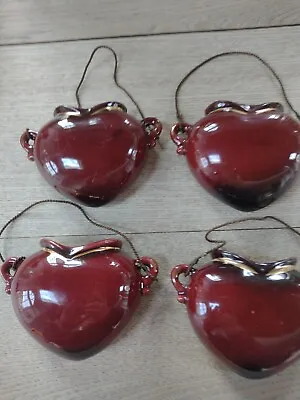 Buy Vintage 4 X  Bay Keramik Germany Dark Red Heart Wall Pockets X 4. • 34.99£