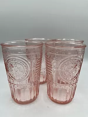 Buy Bormioli Rocco Romantic Glass Drinking Tumbler 10.25 Oz 4 Set Cotton Candy Pink • 14.23£