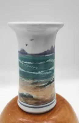 Buy Highland Stoneware Scotland Hand Painted Shoreline Seascape Vase Pottery Made • 47.99£