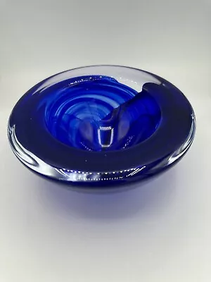 Buy Kosta Boda 6-7/8  Cobalt Blue Swirl Atoll Display Bowl By Anna Ehrner • 66.31£