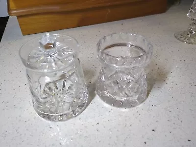 Buy Cut Glass Crystal Jam Pot Sugar Jar With Lid  Vintage + One Other A3 • 5.99£
