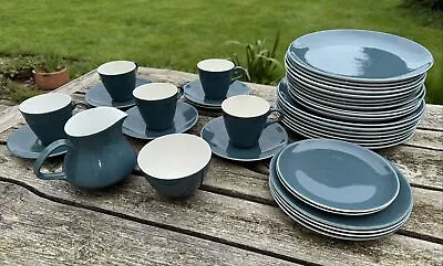 Buy Vintage Poole Pottery England Blue Moon 1950s - Tea Set And Plates • 75£