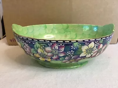 Buy Maling Green Lustre Ware 10” Floral Oval Fruit Bowl From Newcastle England • 15.63£