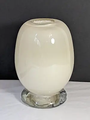 Buy Unique ANTHONY STERN Signed Studio British Glass White Opaque Footed Vase • 95£
