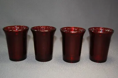 Buy Ruby Red Glass 4PC Communion Verticle Cross Inside Glassware • 18.14£