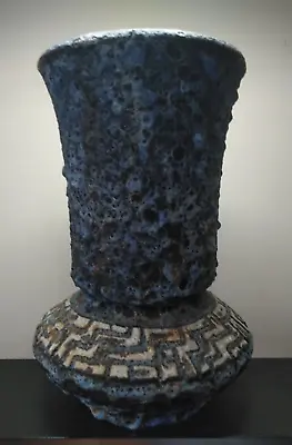 Buy Large Blue 'Larva Flow' Vase - 1970s Retro Style - 31 Cm Tall • 29£