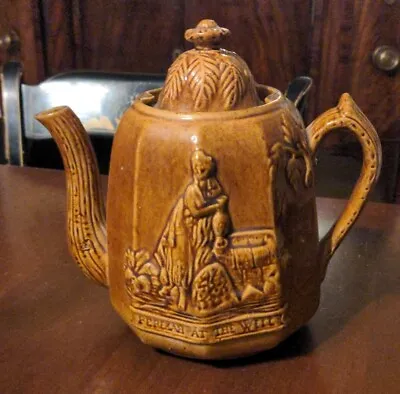 Buy Antique Rebekah At The Well Rockingham Glaze Teapot American Pottery 19th C • 57.26£