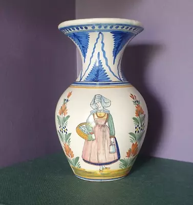 Buy Henriot Quimper Breton Costume Floral Fluted Vase • 80.75£