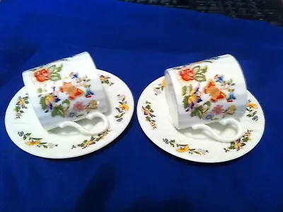 Buy 2 X AYNSLEY COTTAGE GARDEN FINE BONE CHINA COFFEE CAN And SAUCERS • 9.99£