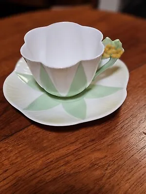 Buy Shelley Floral Dainty Apple Green Star Teacup And Saucer Rare • 295£
