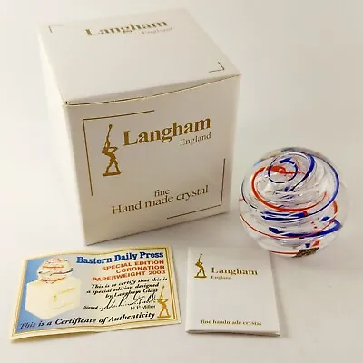 Buy Langham Glass Paperweight, Special Edition Coronation 2003, Certificate & Box • 24.99£