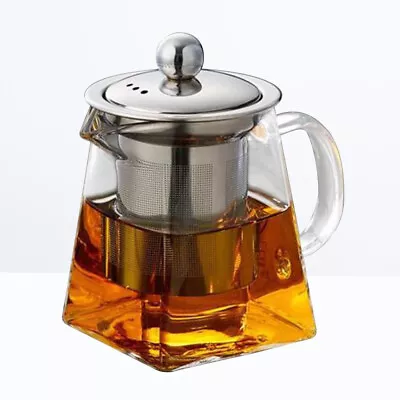Buy  Clear Glass Tea Cups Teapot Warmer Set Stainless Steel Filter Unique • 19.78£