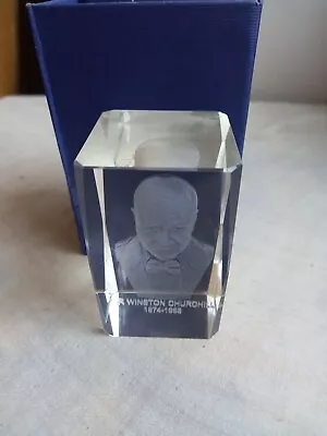 Buy Sir Winston Churchill Etched Glass Paperweight • 4.75£