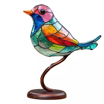 Buy Stained Glass Birds Artificial Bedroom On Branch Vivid Home Desktop Ornaments • 10.22£