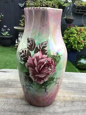 Buy Vintage Royal Winton Grimwades Luster Vase Nineva  Flower Decorated 9 Inch High • 29.90£