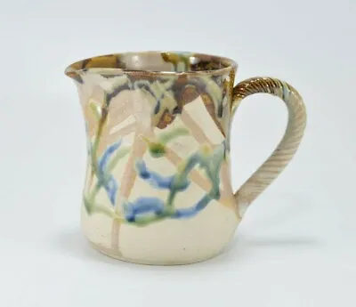 Buy Mauger Handmade Studio Pottery Jug Drip Glaze  Milk Jug Flower Vase Fancy Handle • 12£