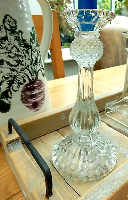 Buy Vintage TALL Glass Candlestick 8  FRENCH Style Decorative Heavy Interior Design • 11.10£
