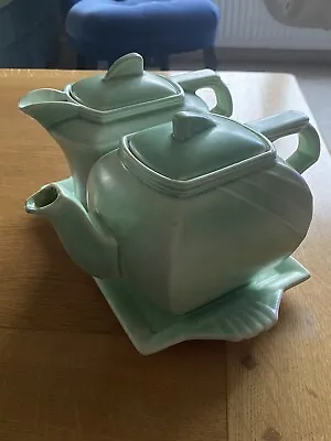 Buy George Clews England Green Art Deco Antique Teapot Tray & Water Collection • 65£