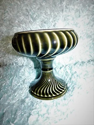 Buy Vintage Dark Green Dartmouth Pottery Swirl Ribbed Pedestal Vase 223 5.25  High • 17.50£
