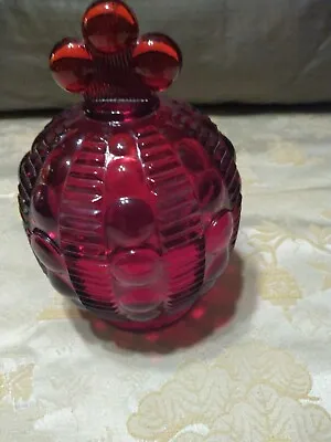 Buy Ruby Red INDIANA GLASSWARE TIARA Dewdrop Candy Dish With Lid  • 175.51£