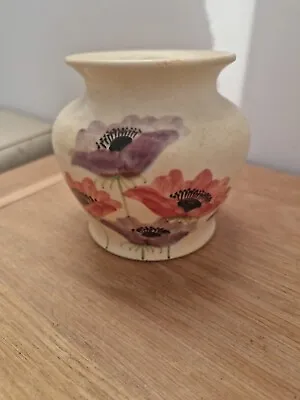 Buy Vintage Signed E Radford Vase Hand Painted Floral Poppy Pattern  10.5cm Tall • 10£