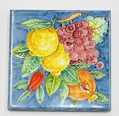 Buy Vietri Pottery - 6’’ X 6’’ Lemon Tile Made By Hand In Italy • 37.94£