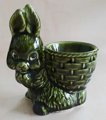 Buy Rabbit Egg Cup - Green Bunny Looking Sideways Standing In Front Of Basket  • 5£