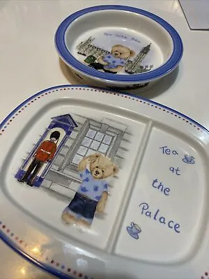 Buy Wedgwood London Buckingham Palace Big Ben Kids Bear Plate Bowl Set • 14.99£