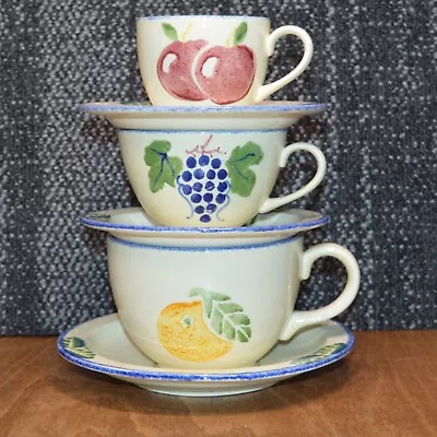 Buy 3 Poole Dorset Fruits Cups & Saucers Breakfast Tea And Coffee Cups Beautiful • 30£