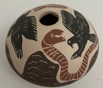 Buy Mata Ortiz Pottery Seed Pot Jose Villa Handmade Vulture Bird Snake Art Mexican • 49.33£