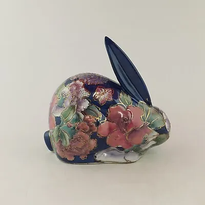 Buy Chinese Porcelain Rabbit Figurine - Navy With Peony Flowers & Raised Gilt -  822 • 35£