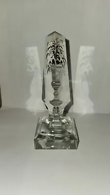 Buy Obelisk Glass Crystal Paperweight 19Th  Century Reverse Painted Flowers  • 95.89£