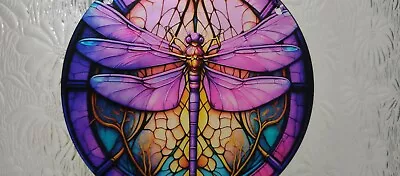 Buy Multi Coloured Purple Dragonfly Stained Glass Effect Sun Catcher New  • 2.50£